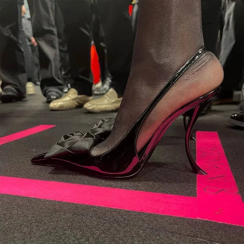 2025 Summer New Brand Luxury High-heeled Sandals Pointed Toe Fashion Flower Decoration Women Pumps Sexy Thin Heels Femme Shoes - Kimlud