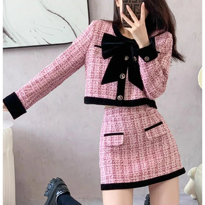 New Autumn/Winter Fashion Korean Edition Celebrity High End Small Fragrance Versatile Western Style Age Reducing Two Piece Set