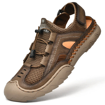 New Mens Sandals Summer Breathable Mesh Sandals Men Outdoor Casual Lightweight Beach Sandals Fashion Men Shoes Large Size 38-46 - Kimlud