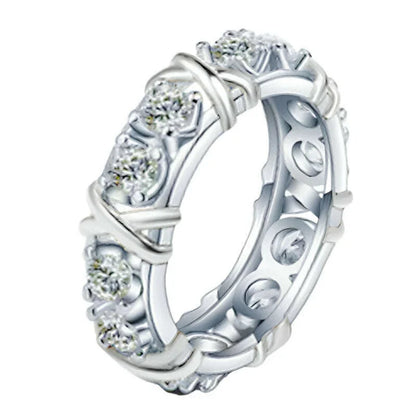 Luxury 925 Sterling Silver Ring Interlaced With Aaa Zircon Crystal Ring For A Woman'S Engagement Jewelry Gift  2 Color Choices
