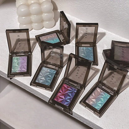 Metallic Gradient Eyeshadow Palette Silver Blue Punk Smoky Eye Shadow Highly Pigmented Pressed Purple Glitter Eyes...