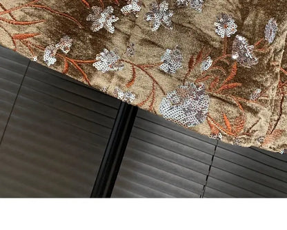 Golden Velvet Sequins Windbreaker Coat Autumn/Winter New English style Luxury Sequin Embroidered Women's Coat