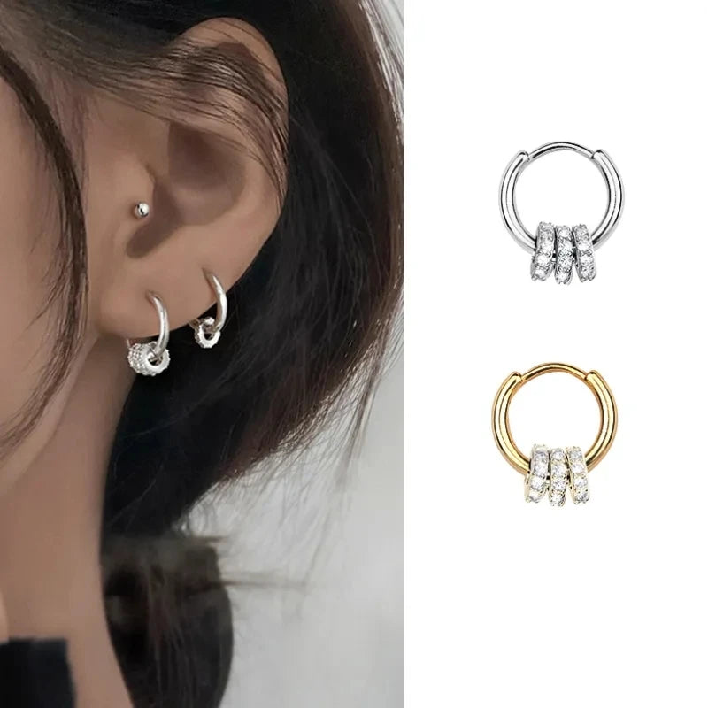 New Authentic 925 Sterling Silver Dainty Small Zircon Inlaid Round Circle Hoop Earrings for Women Gold Earrrings Jewelry...