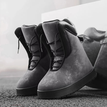 Mens Boots Fashion High Top Shoe Outdoor Casual Bare Boots Motorcycle Shoes Hiking Boot Sports Thick Soles Comfort Durable Lacs