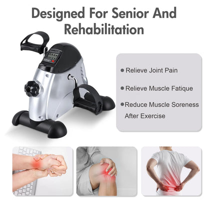 Mini Pedal Exercise Bike Under Desk Bicycle Trainer Fitness Cycling Portable LCD Display Arm Leg Fitness Equipment Home Office