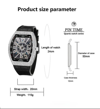 Fashion Mens Watches Men Wristwatches Automatic Quartz Man Clock Male Luxury Reloj Diamond Big Large Arabic Numeral Dial Watch