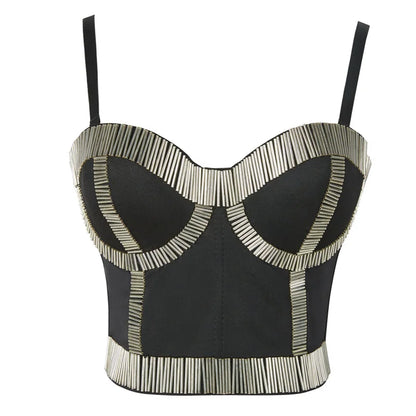 Quality Pearl Tank Tops Rhinestone Women Crop Top Club Clothes Streetwear Y2K Corset Woman Shaper Camis Fashion Feamale Clothing