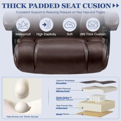 Big And Tall Office Chair 500lbs Capacity Ergonomic Executive with Adjustable Lumbar Support High Heavy Duty for Comfortable - Kimlud