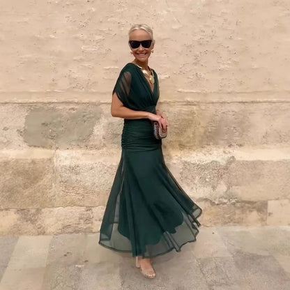 2025 New Fashion Printed Ruffle Dress Your Summer Casual Loose Bohemian Vacation V-neck Short-sleeved Long Dresses For...