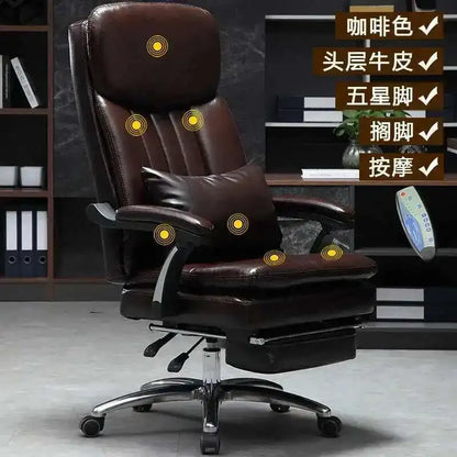 Executive Seat Office Chair Leather Study Wheels Modern Hand Relax Armchairs Library Fashion Cadeira Presidente Office Furniture - Kimlud