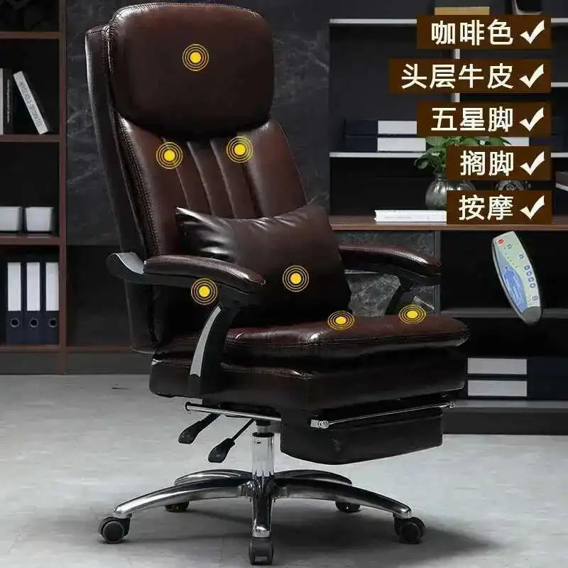 Executive Seat Office Chair Leather Study Wheels Modern Hand Relax Armchairs Library Fashion Cadeira Presidente Office Furniture - Kimlud