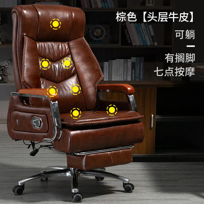 Swivel Office Chair Recliner Vintage Leather Study Arm Office Chair Ergonomic Luxury Cadeira Para Computador Furniture Home