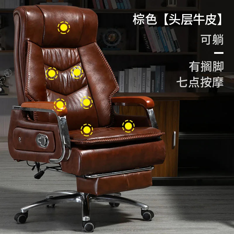 Swivel Office Chair Recliner Vintage Leather Study Arm Office Chair Ergonomic Luxury Cadeira Para Computador Furniture Home