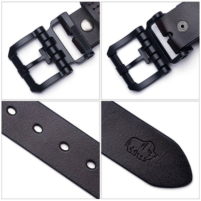 BISON DENIM Belts for Men Pin Buckle Cowhide Belt with High Quality Vintage Strap Casual All-Match Outfits Men's Jeans Belt - Kimlud