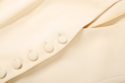 Weird Puss Elegant Office 2-Piece Set Women Classic Autumn trend Single Breasted Ruffled Jacket+Peach Hip Mid Skirt Slim Outfits