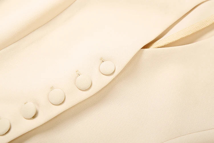 Weird Puss Elegant Office 2-Piece Set Women Classic Autumn trend Single Breasted Ruffled Jacket+Peach Hip Mid Skirt Slim Outfits