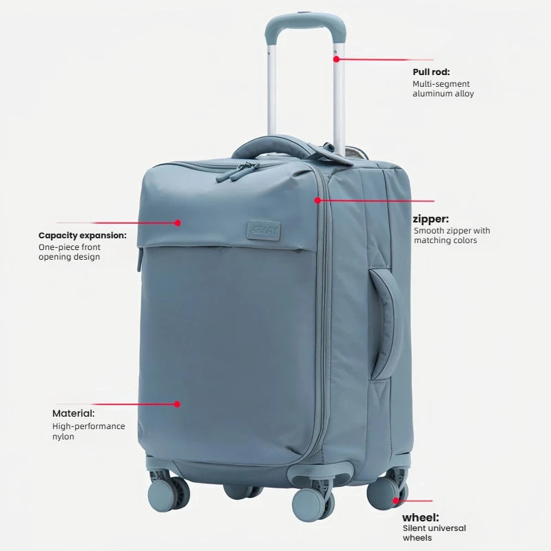 Waterproof Oxford cloth ultra light luggage box with swivel wheels 20/24/26 inches, high aesthetic zipper travel case - Kimlud