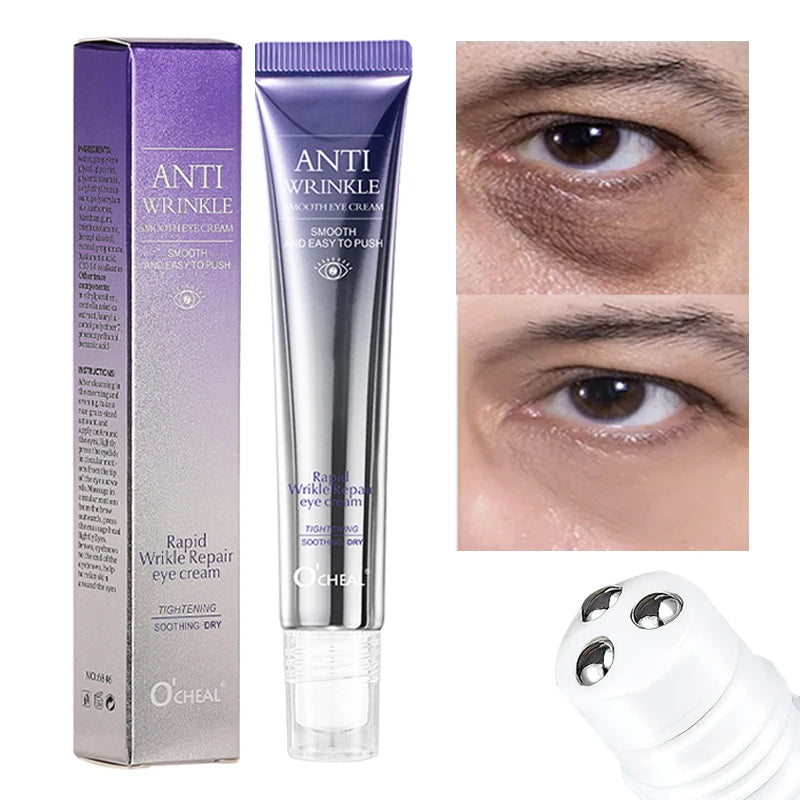 O'CHEAL Anti Wrinkle Anti Dark Circle Eye Cream Roller Massager Moisturizing Eye Bags Anti Aging Hyaluronic Acid Eye...