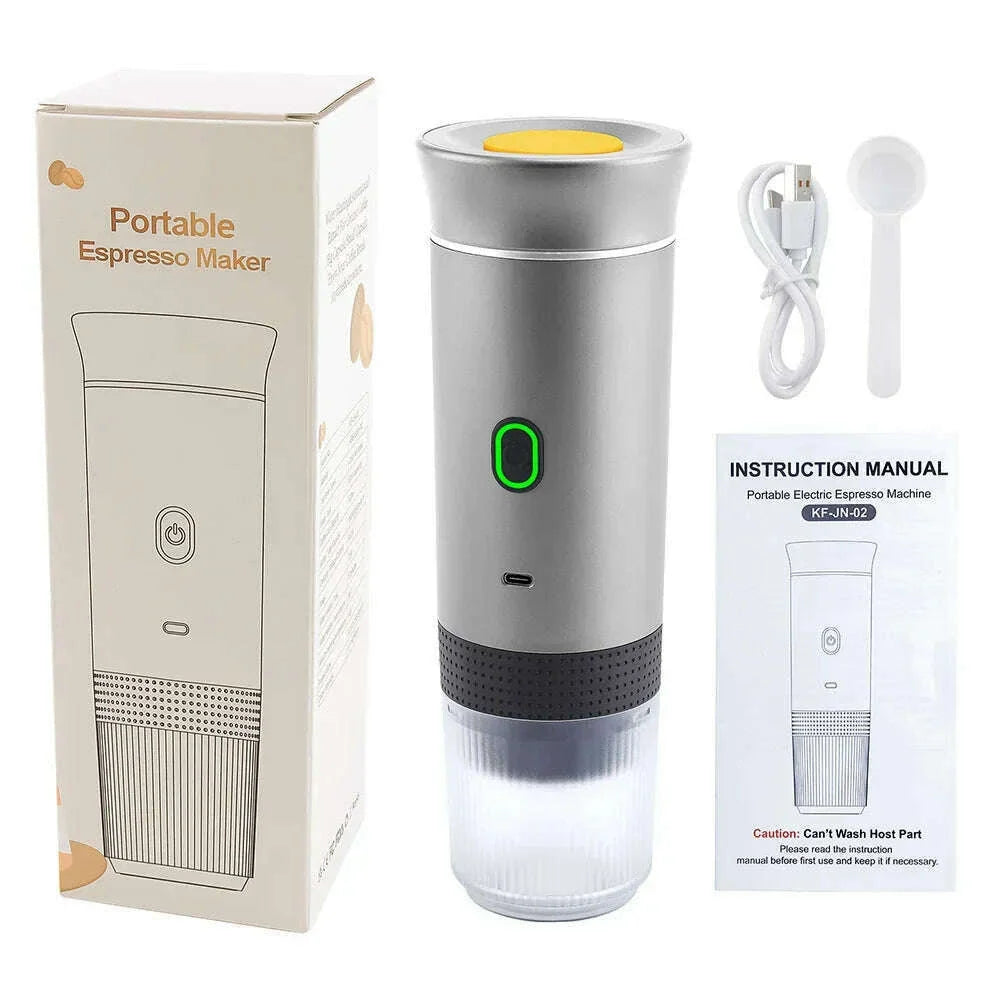 3 in 1 Portable Cordless Espresso Machine Travel, Car and Home Camping Coffee Maker Capsule Powder Coffee Maker Smart Heating