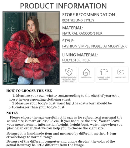 Natural Racoon Fur Coats Round Collar Genuine Fur Coat Cropped Raccoon Fur Coat Winter Women Best Selling Real Fur Coat