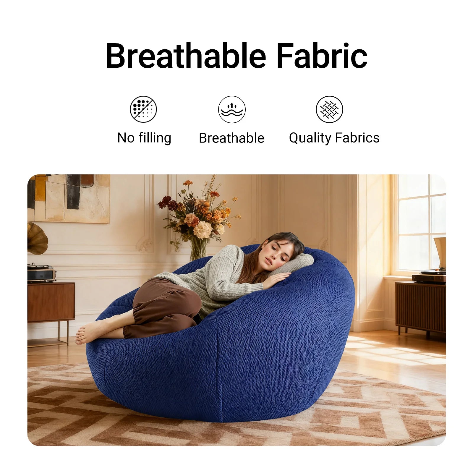 Adult/Child Memory Foam Bean Bag Chair, Small Bubble Chair for Bedrooms, Honeycomb-shaped Curved Sofa Suitable for...