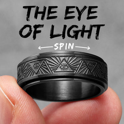 Illuminati Freemasonry Fidget Spinner Eye Stainless Steel Men Rings Punk Male Women Fashion Jewelry Creativity Gift Wholesale