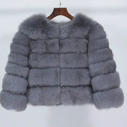 Winter Jacket Women Natural Real Coat Fox Fur Raccoon Outerwear O-neck Thick Warm Luxury Female Plus Size Streetwear