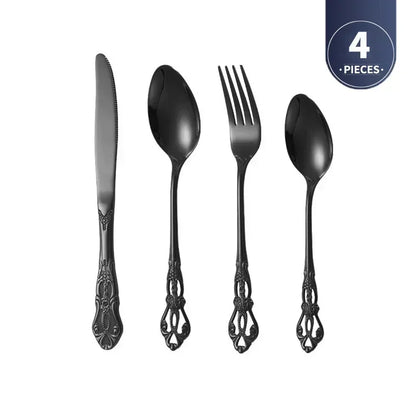 Golden Stainless Steel Cutlery Set Royal European Spoon Fork Complete Tableware Retro Design Dishwasher Safe Elegant...