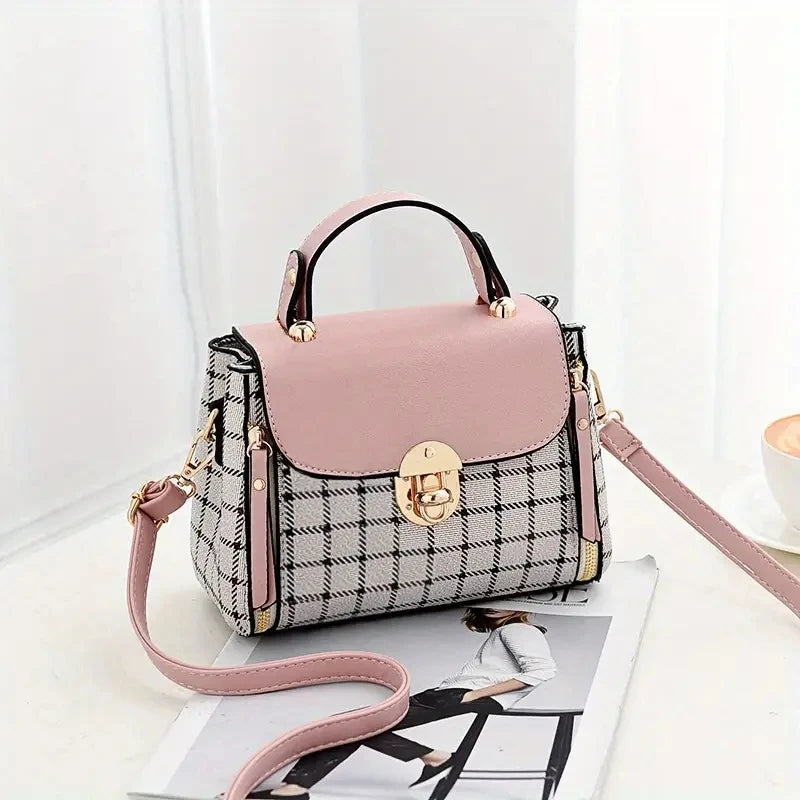 Women Trendy Flap Shoulder Bag PU Leather Crossbody Bag Simple Plaid Designer Messenger Bag Small Purse and Handbags Pouch