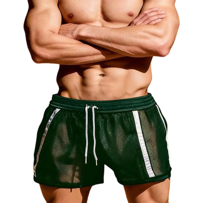 Men’s Workout Shorts Summer Drawstring Elastic Waist See-Through Running Shorts Sportswear - Kimlud
