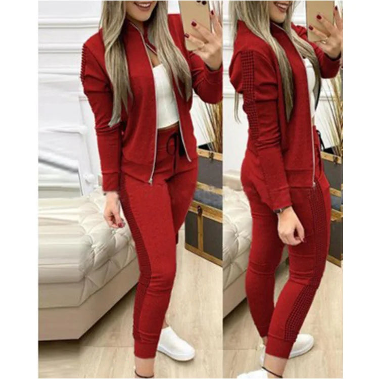 Women's Tracksuit Set Zipper Jacket & Striped Side Jogger Pants Casual Sportswear Two-Piece Outfit 2026 New Fashion |...