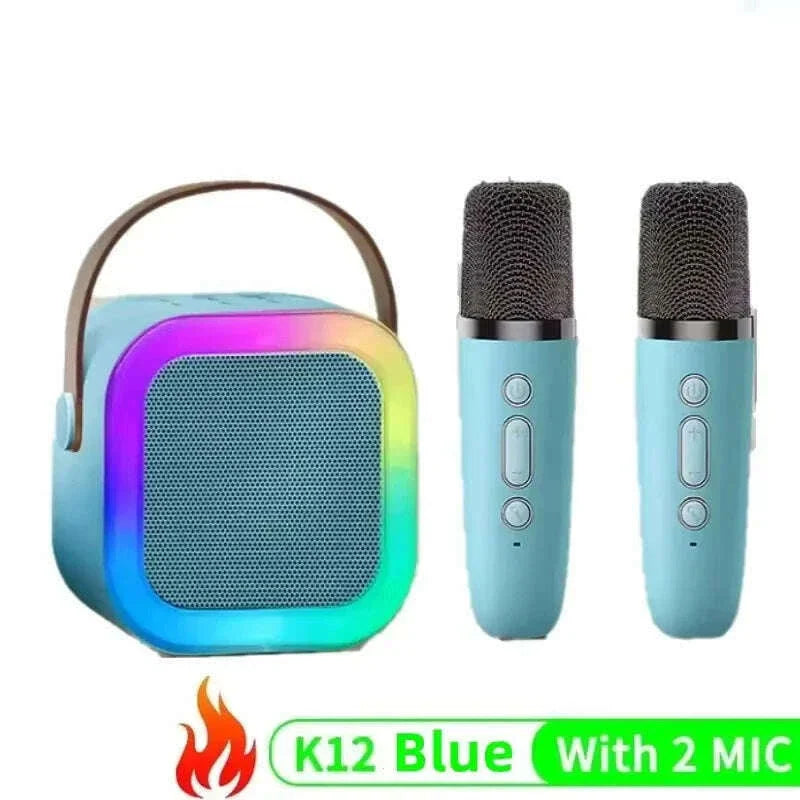 K12 Bluetooth Karaoke Machine Portable  5.3 PA Speaker System with 1-2 Wireless Microphones Home Family Singing Children's Gifts