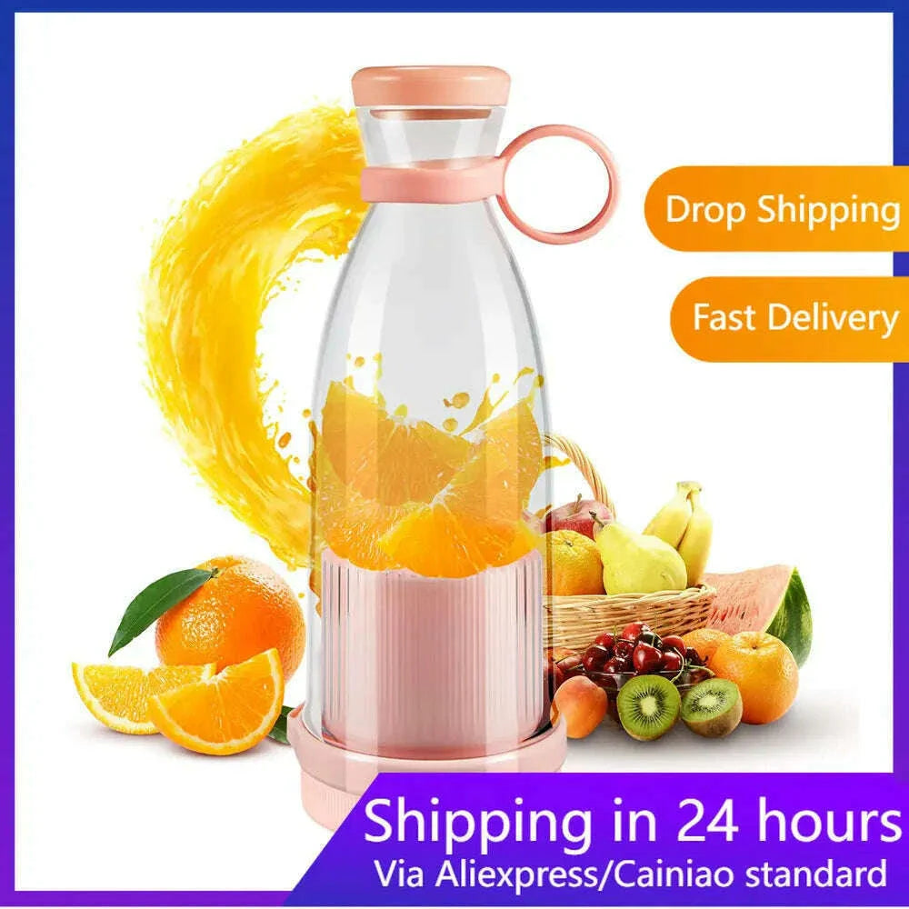 Rechargeable Mixers Fresh Fruit Juicers Blue/Pink Usb Portable Juice Bottle Mini Fast Electric Blender Smoothie Ice Maker