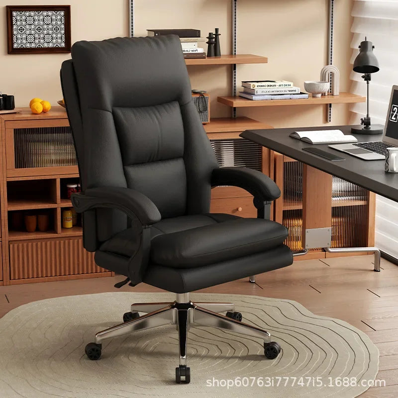 Leather Boss Chair Office Chair Recumbent Back Study Chair Ergonomic Home Computer Chair