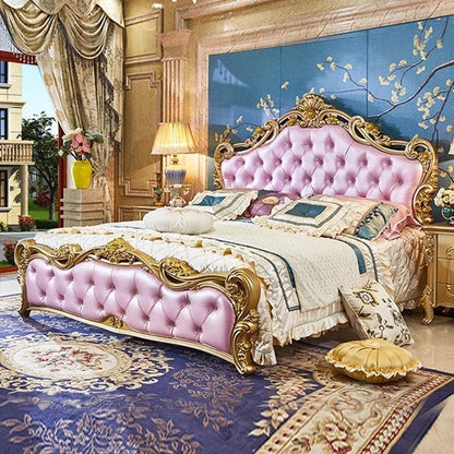 Large Princess Master Bedroom Set Double Villa High Luxury Human Bedroom Set Wooden Sleeping Letti E Mobili Nordic Furniture - Kimlud