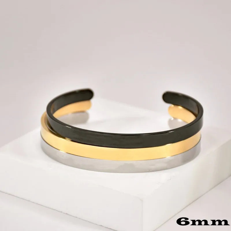 18k Custom Engraved Bracelet Numeral Name Message Bangle Titanium Steel Gold Silver Adjustable Women's Cuff Mother's Day Gift