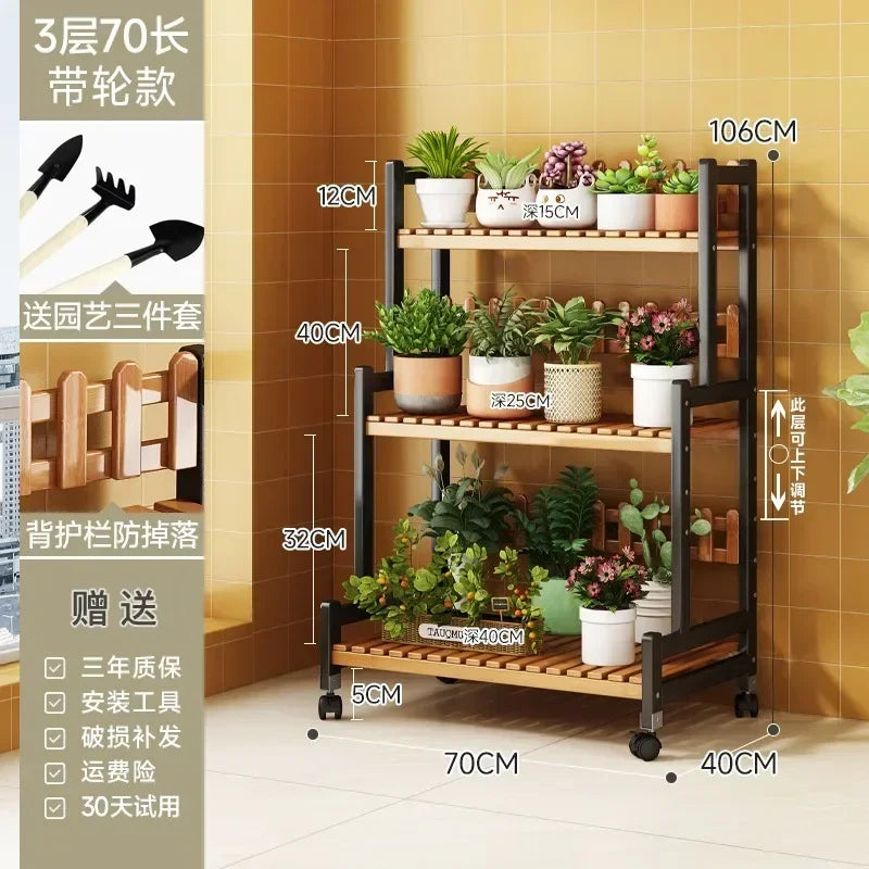 Black Outdoor Plant Shelf Rack Flowers Luxury Universal Square Plant Shelf Rack Tiered Bamboo Bitki Rafları Garden...