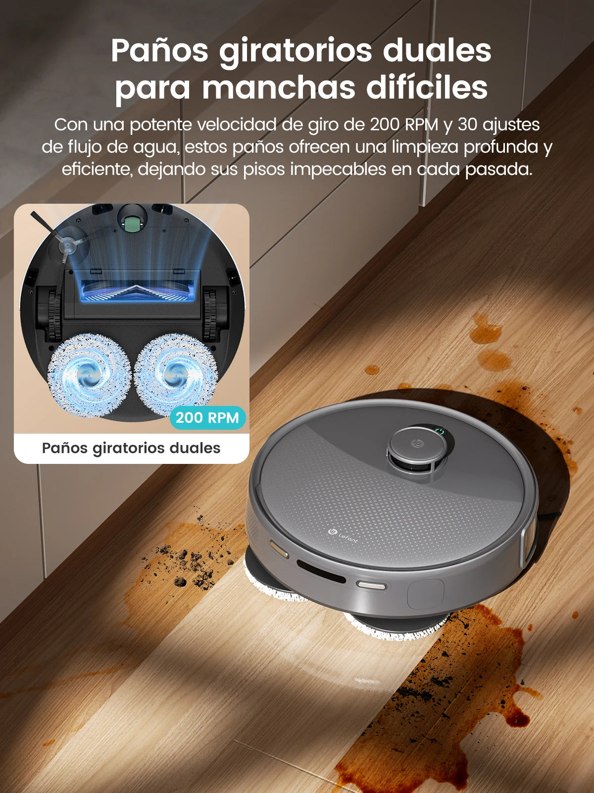 Lefant M3 Max Robot Vacuum, Robot Vacuum and Mop, 20000Pa Suction, Anti-Tangle Brushes, Dual Spinning Mop, Auto Mop...