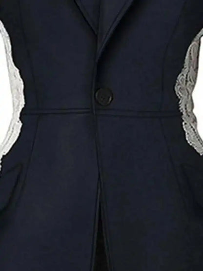 DEAT Fashion Women's Blazer New Fashion Notched Lace Patchwork Long Sleeve Contrast Suit Jackets Female Spring 2025 17A1298