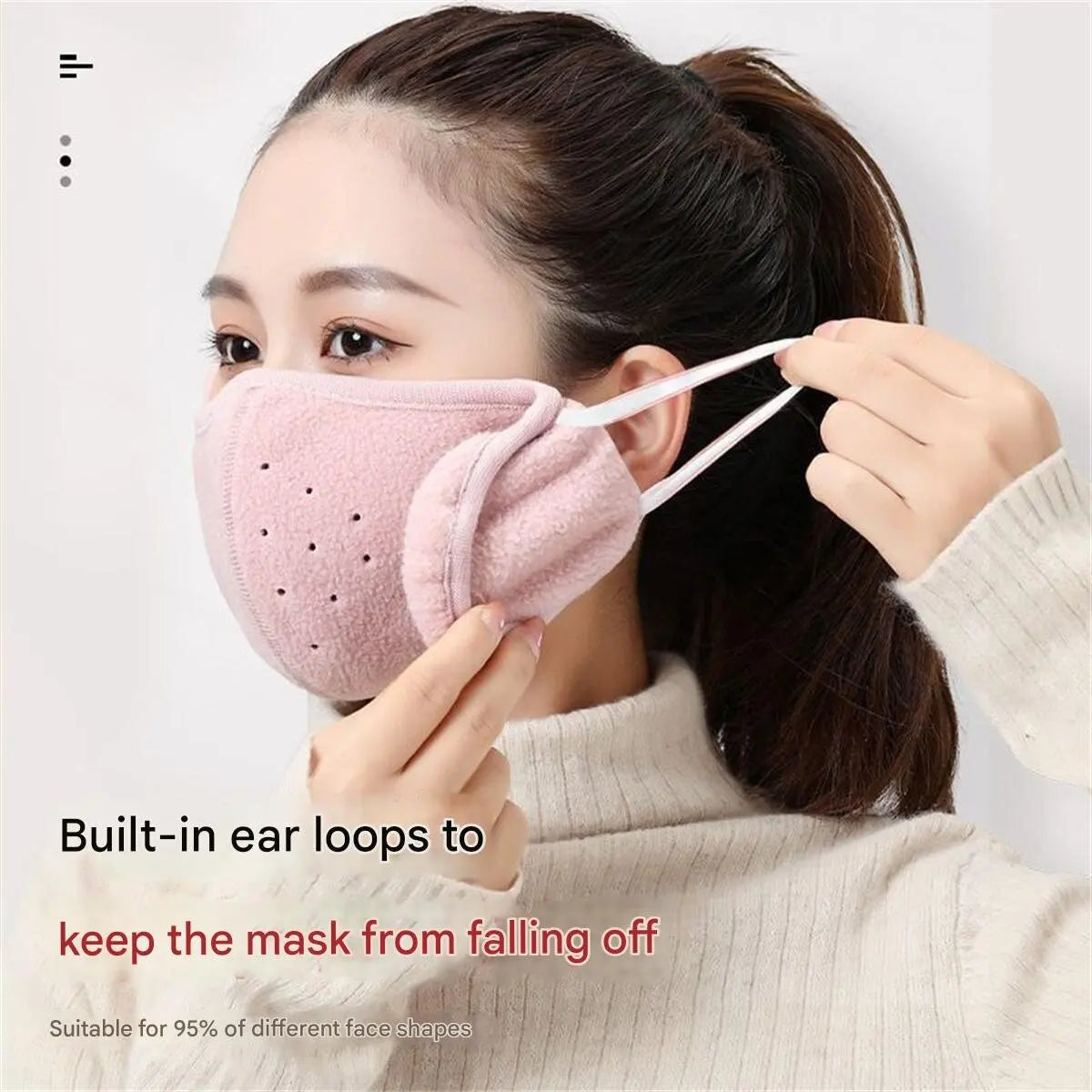Fleece earmuffs with windproof design, unisex, warm and breathable, suitable for autumn and winter cycling and outdoor activitie