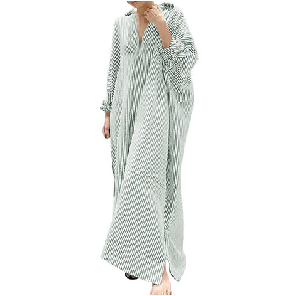 Elegant Outfits Summer Dress For Women Stripe Cotton Shirt Casual Loose Maxi Dresses Formal Occasion Dresses vestidos...