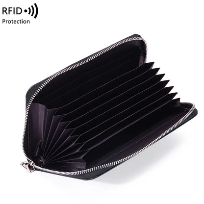 RFID Anti-Theft Cowhide Leather Wallet, Brush Head Layer, Long Passbook Passbook Passbook, Large Capacity Clutch Bag |...