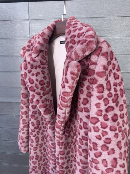 2026 Fashion Zebra Leopard Print Fur Coat Women's Winter Faux Rabbit Hair Fur X-long Overcoat Loose Jacket Streetwear...