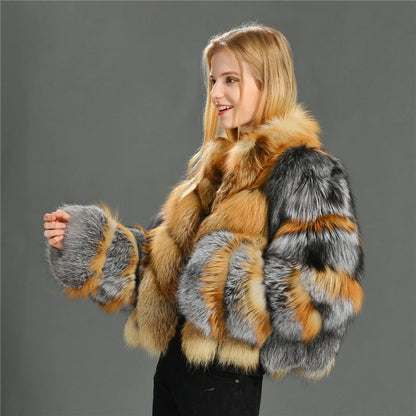 High Quality Vintage Design Natural Fox Fur Coats Warm Parka Overcoats Wholesale Luxury Real Red Fox Fur Coat For Women