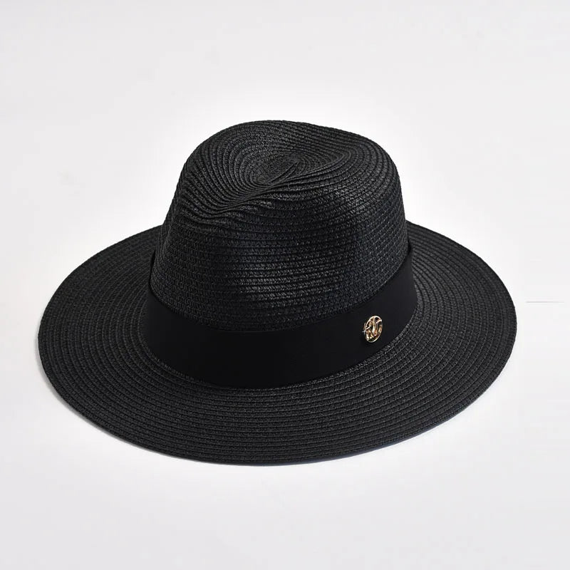 Summer Straw Hats for Women Men Panama Travel Beach Sun Hat Ribbon Decoration Elegant Luxury Jazz Hat