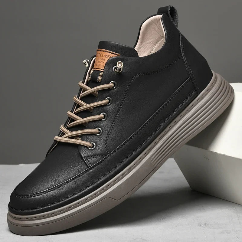 Italian Brand Men's Genuine Leather Casual Shoes Fashionable Beige Men's Hiking Shoes Camping High Top Shoes Big Size：36-47