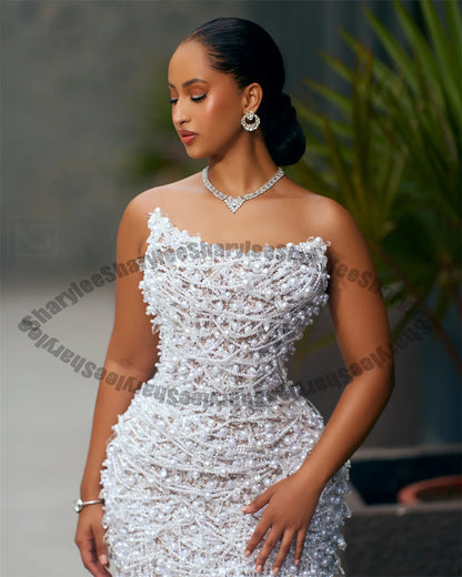Luxury Slit Beads Evening Dresses Saudi Arabric Dubai Party Gown Vestidos De Fiesta Customized