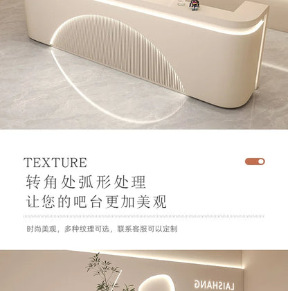 Unique White Reception Desks Organizers Display Drawer Led Lights Reception Desks Aesthetic Modern Bureau Commercial Furniture - Kimlud