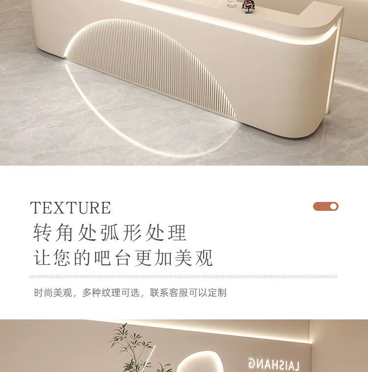 Unique White Reception Desks Organizers Display Drawer Led Lights Reception Desks Aesthetic Modern Bureau Commercial Furniture - Kimlud