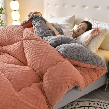 Autumn Winter Fleece Quilt Fluffy Warm Coral Flannel Casual Comforter Core for Bedroom Sofa Bed Soft Thickness Throw Blankets